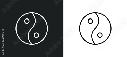 taoism line icon in white and black colors. taoism flat vector icon from taoism collection for web, mobile apps and ui.