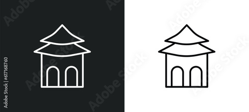 shrine line icon in white and black colors. shrine flat vector icon from shrine collection for web, mobile apps and ui. photo