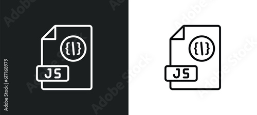 js line icon in white and black colors. js flat vector icon from js collection for web, mobile apps and ui.