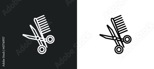 barber line icon in white and black colors. barber flat vector icon from barber collection for web, mobile apps and ui.