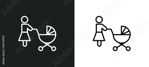 baby sitter line icon in white and black colors. baby sitter flat vector icon from baby sitter collection for web, mobile apps and ui.