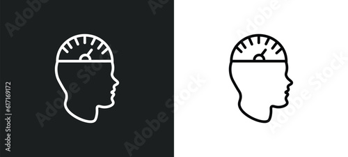 Fototapeta Naklejka Na Ścianę i Meble -  mind tachometer line icon in white and black colors. mind tachometer flat vector icon from mind tachometer collection for web, mobile apps and ui.