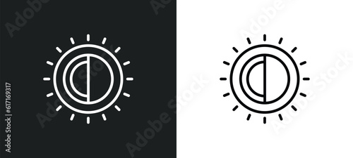 contrast line icon in white and black colors. contrast flat vector icon from contrast collection for web, mobile apps and ui.