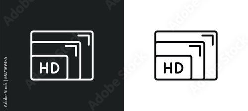 resolution line icon in white and black colors. resolution flat vector icon from resolution collection for web, mobile apps and ui.