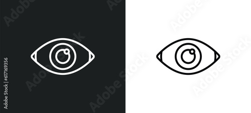 red eye line icon in white and black colors. red eye flat vector icon from red eye collection for web, mobile apps and ui.
