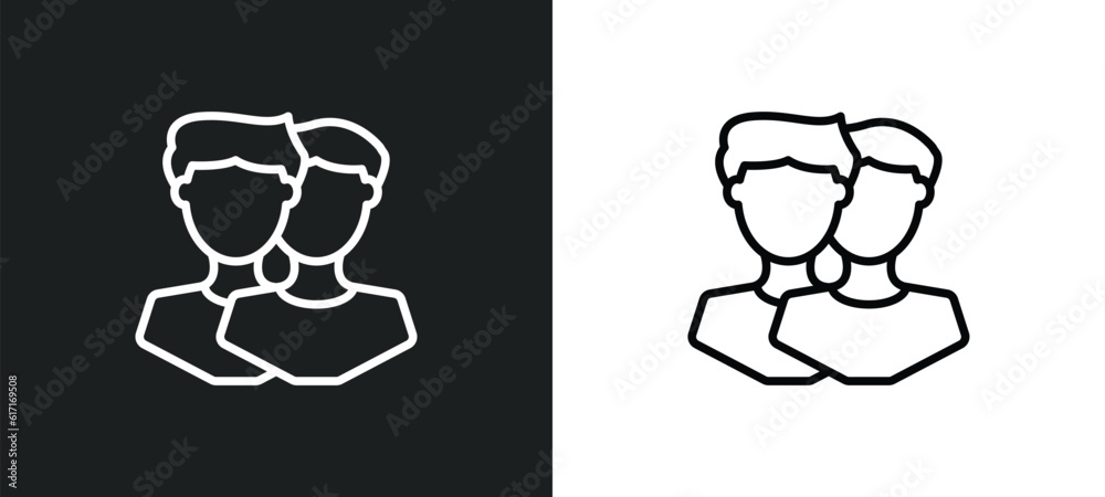 relations line icon in white and black colors. relations flat vector icon from relations collection for web, mobile apps and ui.