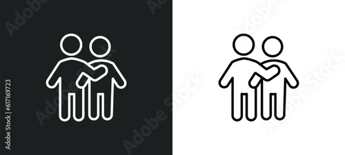 man hugging line icon in white and black colors. man hugging flat vector icon from man hugging collection for web  mobile apps and ui.