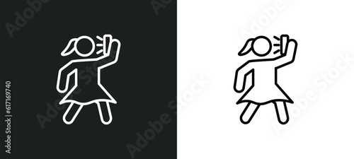 woman taking a photo line icon in white and black colors. woman taking a photo flat vector icon from woman taking a photo collection for web, mobile apps and ui.