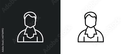 male user line icon in white and black colors. male user flat vector icon from male user collection for web, mobile apps and ui.