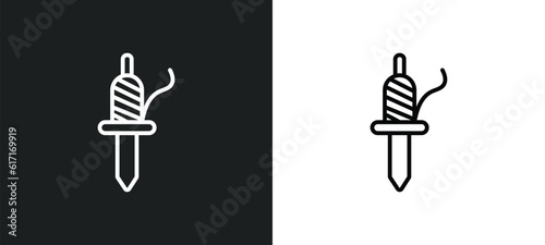 spindle line icon in white and black colors. spindle flat vector icon from spindle collection for web, mobile apps and ui.