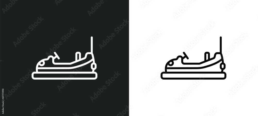 bump car line icon in white and black colors. bump car flat vector icon from bump car collection for web, mobile apps and ui. bump car line icon in white and black colors. bump car flat vector icon from bump car collection for web, mobile apps and ui.
