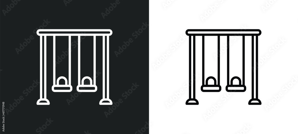 swing game line icon in white and black colors. swing game flat vector icon from swing game collection for web, mobile apps and ui. swing game line icon in white and black colors. swing game flat vector icon from swing game collection for web, mobile apps and ui.