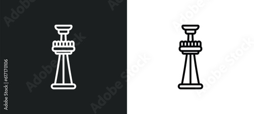 tower freefall line icon in white and black colors. tower freefall flat vector icon from tower freefall collection for web, mobile apps and ui.