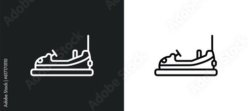 bump car line icon in white and black colors. bump car flat vector icon from bump car collection for web, mobile apps and ui.