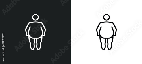 overweight line icon in white and black colors. overweight flat vector icon from overweight collection for web, mobile apps and ui.