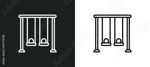 swing game line icon in white and black colors. swing game flat vector icon from swing game collection for web, mobile apps and ui.