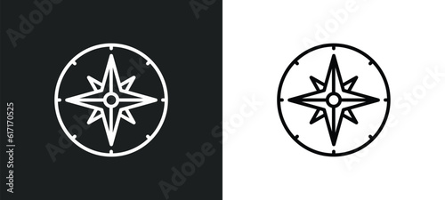 wind rose line icon in white and black colors. wind rose flat vector icon from wind rose collection for web, mobile apps and ui.