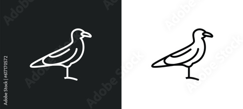 seagull line icon in white and black colors. seagull flat vector icon from seagull collection for web, mobile apps and ui.