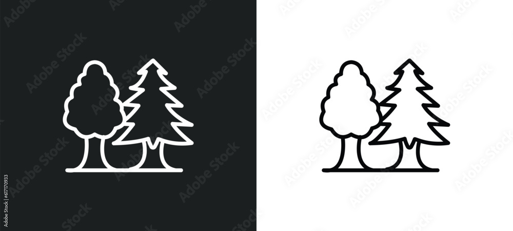 tree with white foliage line icon in white and black colors. tree with white foliage flat vector icon from tree with foliage collection for web, mobile apps and ui.