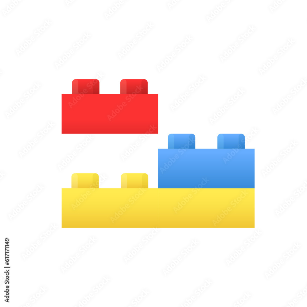 Сolorful building block toy. Concept of building, industry, engineering, brainstorming, development. isolated on a white background. flat style trend modern logo design. Vector illustration Сolorful building block toy. Concept of building, industry, engineering, brainstorming, development. isolated on a white background. flat style trend modern logo design. Vector illustration