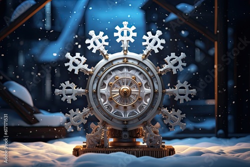 Steampunk Snowflakes a Captivating Background of Victorian-Inspired Cogs, Gears, and Snowflake Magic