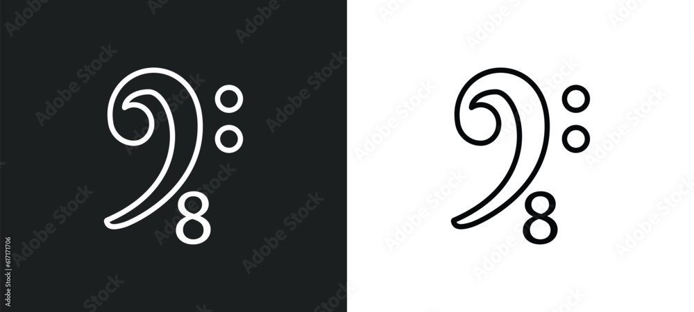 Εκτύπωση καμβά octave clef line icon in white and black colors