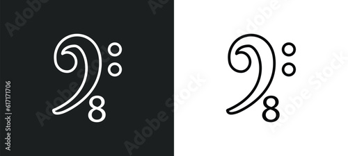 octave clef line icon in white and black colors. octave clef flat vector icon from octave clef collection for web, mobile apps and ui.