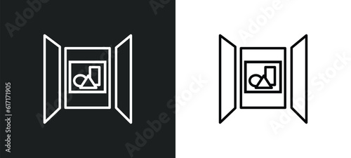 exhibition line icon in white and black colors. exhibition flat vector icon from exhibition collection for web, mobile apps and ui.