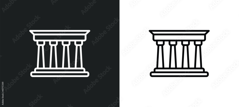 pompeii line icon in white and black colors. pompeii flat vector icon from pompeii collection for web, mobile apps and ui. pompeii line icon in white and black colors. pompeii flat vector icon from pompeii collection for web, mobile apps and ui.