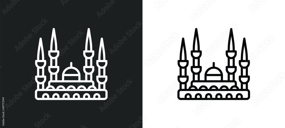 blue mosque line icon in white and black colors. blue mosque flat vector icon from blue mosque collection for web, mobile apps and ui. blue mosque line icon in white and black colors. blue mosque flat vector icon from blue mosque collection for web, mobile apps and ui.