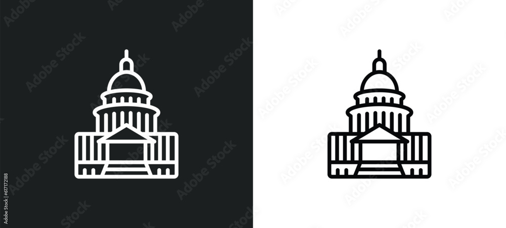 united states capitol line icon in white and black colors. united states capitol flat vector icon from united states capitol collection for web, mobile apps and ui.