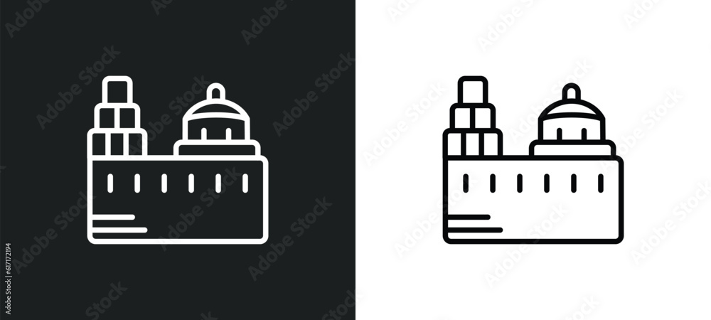 blue domed churches line icon in white and black colors. blue domed churches flat vector icon from blue domed churches collection for web, mobile apps and ui.