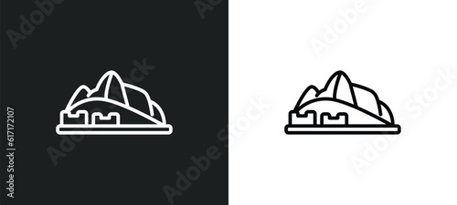 hu picchu line icon in white and black colors. hu picchu flat vector icon from hu picchu collection for web, mobile apps and ui.