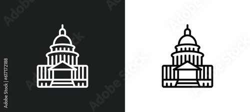 united states capitol line icon in white and black colors. united states capitol flat vector icon from united states capitol collection for web, mobile apps and ui.