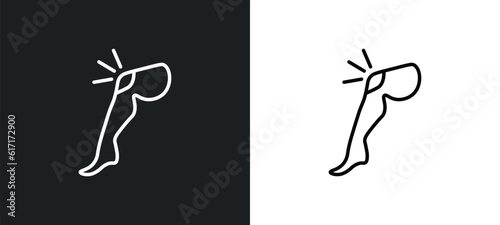 knee line icon in white and black colors. knee flat vector icon from knee collection for web, mobile apps and ui.