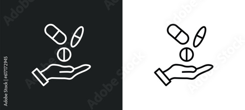 antibiotic line icon in white and black colors. antibiotic flat vector icon from antibiotic collection for web  mobile apps and ui.
