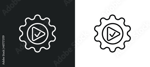 execution line icon in white and black colors. execution flat vector icon from execution collection for web, mobile apps and ui.