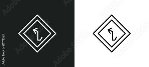 left intersection line icon in white and black colors. left intersection flat vector icon from left intersection collection for web, mobile apps and ui.