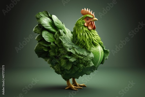 Vegetarian or vegan chicken, chick made out of lettuce ,  World Vegan Day or Vegetarian Week concept photo