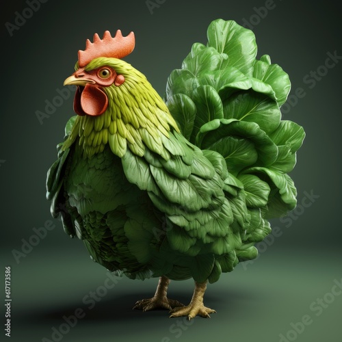 Wallpaper Mural Vegetarian or vegan chicken, chick made out of lettuce , Vegetarian Week concept, created with generative AI Torontodigital.ca