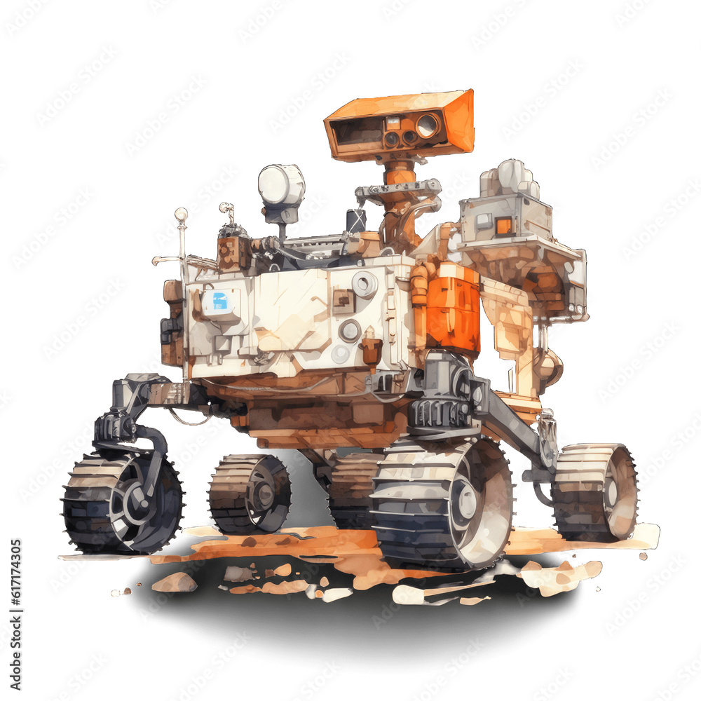 Watercolor Clip Art of a Space Rover