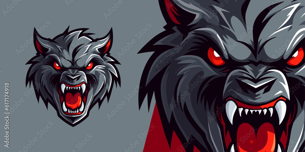 Bold Werewolf Logo: Impactful Vector Illustration for Fearless Sport and E-Sport Teams
