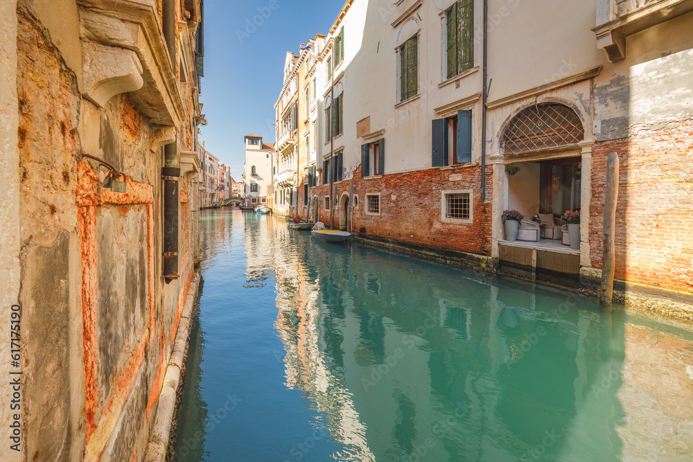 Canal with historic buildings in Venice, Italy, Europe. Canal with historic buildings in Venice, Italy, Europe.