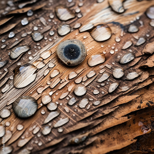 Realistic high - resolution macro photography of various natural textures: the rough bark of an old oak tree, smooth pebbles in a riverbed, vibrant peacock feathers
