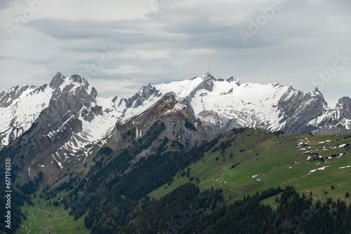 Mount Saentis seen from the top of the mount hoher Kasten in Switzerland © Robert