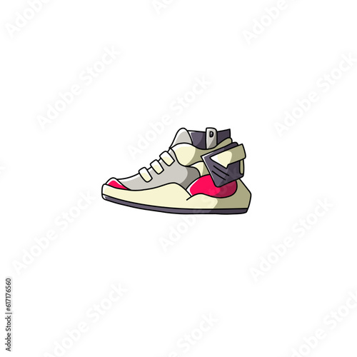 gray, red and white shoe vector icon for game icon design, cute icon, design illustration