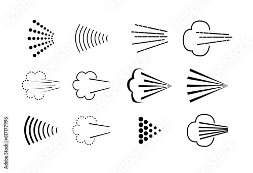 Spray icons set. Spray steam icons. cleanning deodorant sprayed line.Vector