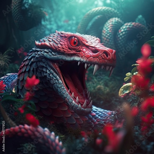 Mysterious snake in the dark forest © Creda