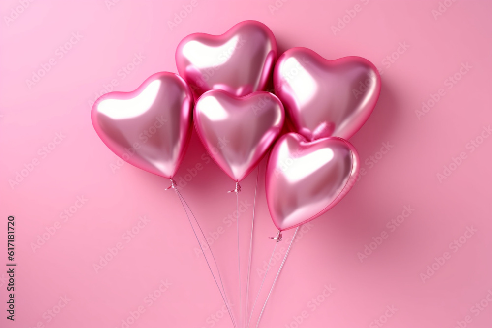 Pink Hearts Modern Candy Coated Balloons for Love and Celebration generative AI