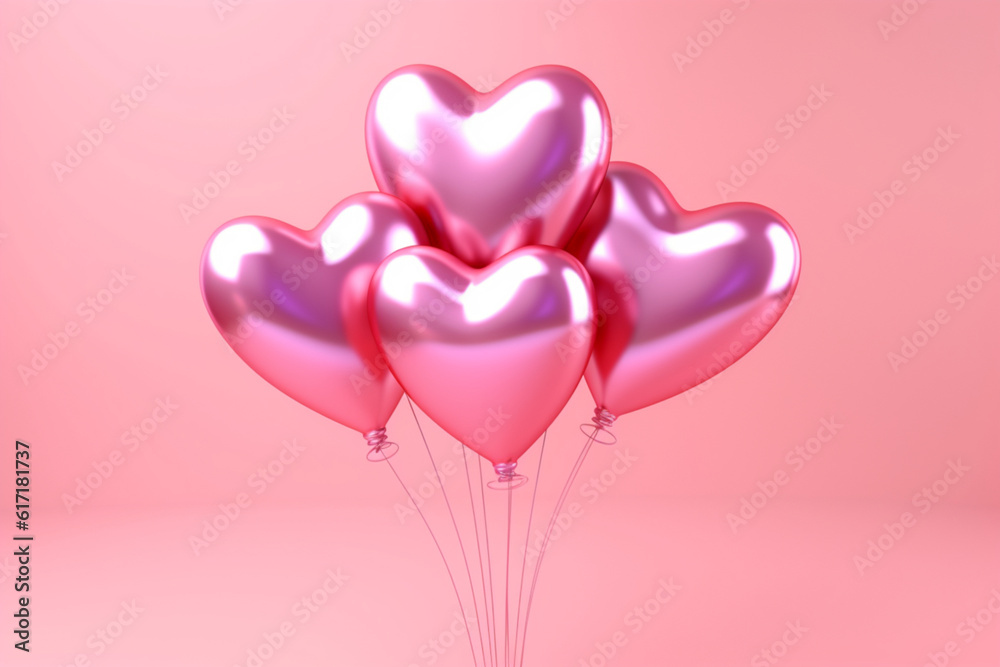 Pink Hearts Modern Candy Coated Balloons for Love and Celebration generative AI